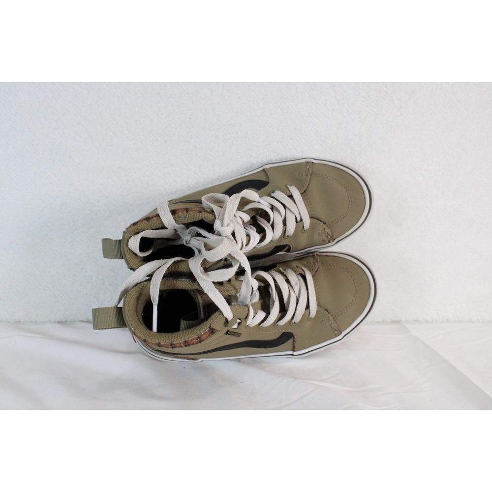 Vans Sk8-Hi MTE Olive Green Leather High Top Sneakers Plaid Collar Mens Kids 2 - Picture 8 of 14